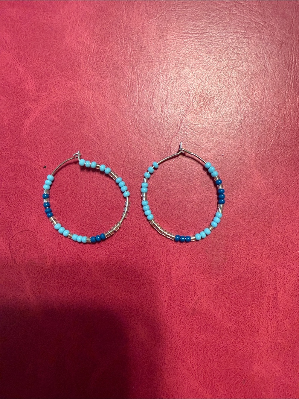 Old Navy Blue Beaded Hoop Earrings
